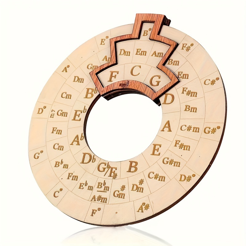 

Rustic Wooden Of Fifths Chord Wheel - Musical Melody Tool For Musicians & Educators, Home Decor