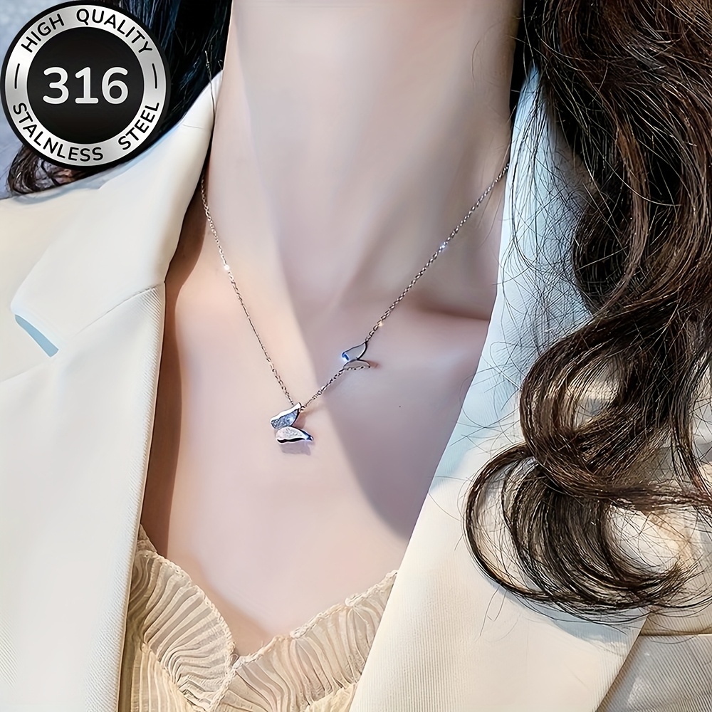 Women's Golden Butterfly Stainless Steel Necklace, Elegant Gift