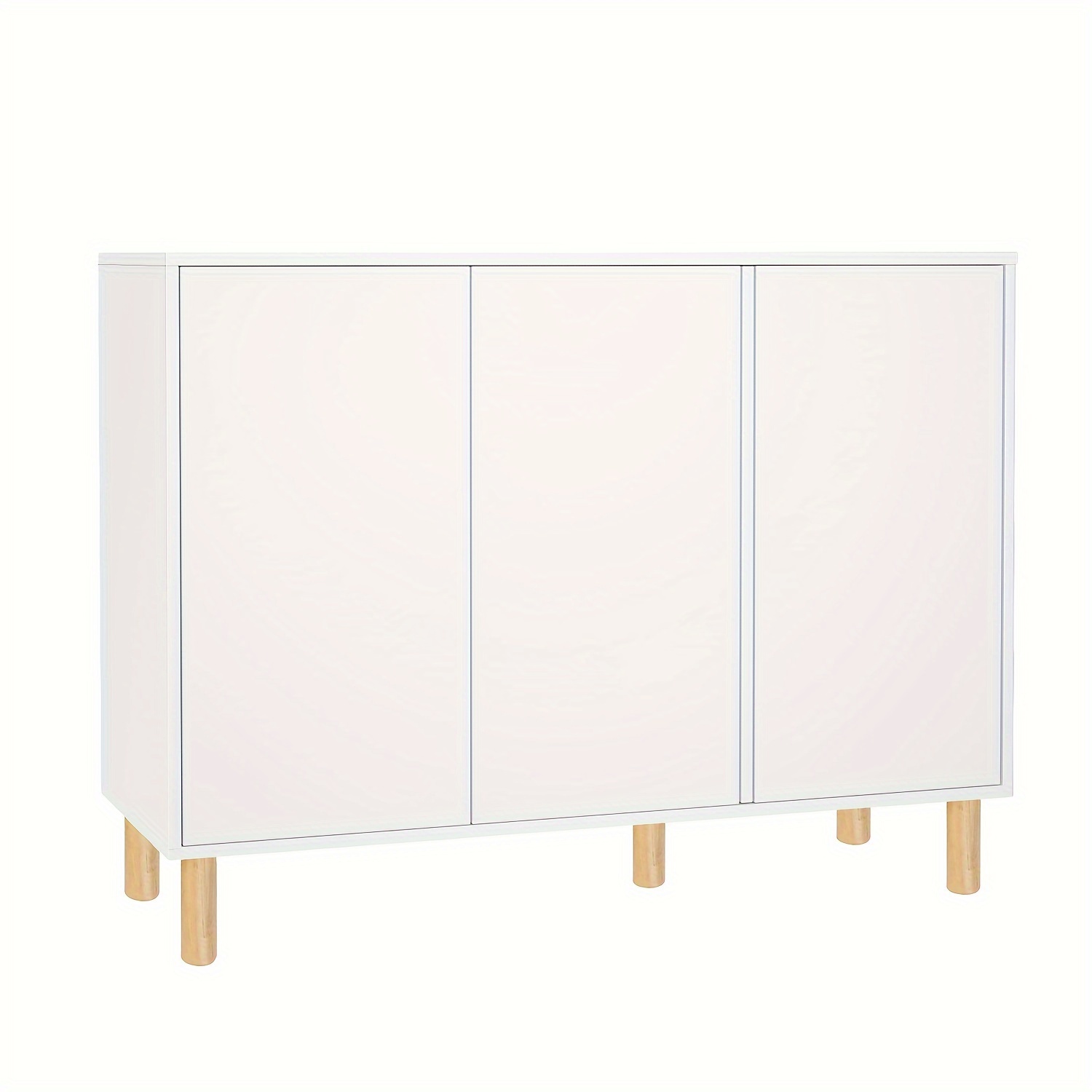 Kealive Modern White Buffet Cabinet With 3 Doors & Removable Shelves - Freestanding Storage Unit Suitable For Living Room, Kitchen, Entryway, Assembly, Space- Sideboard, In 2 Packages