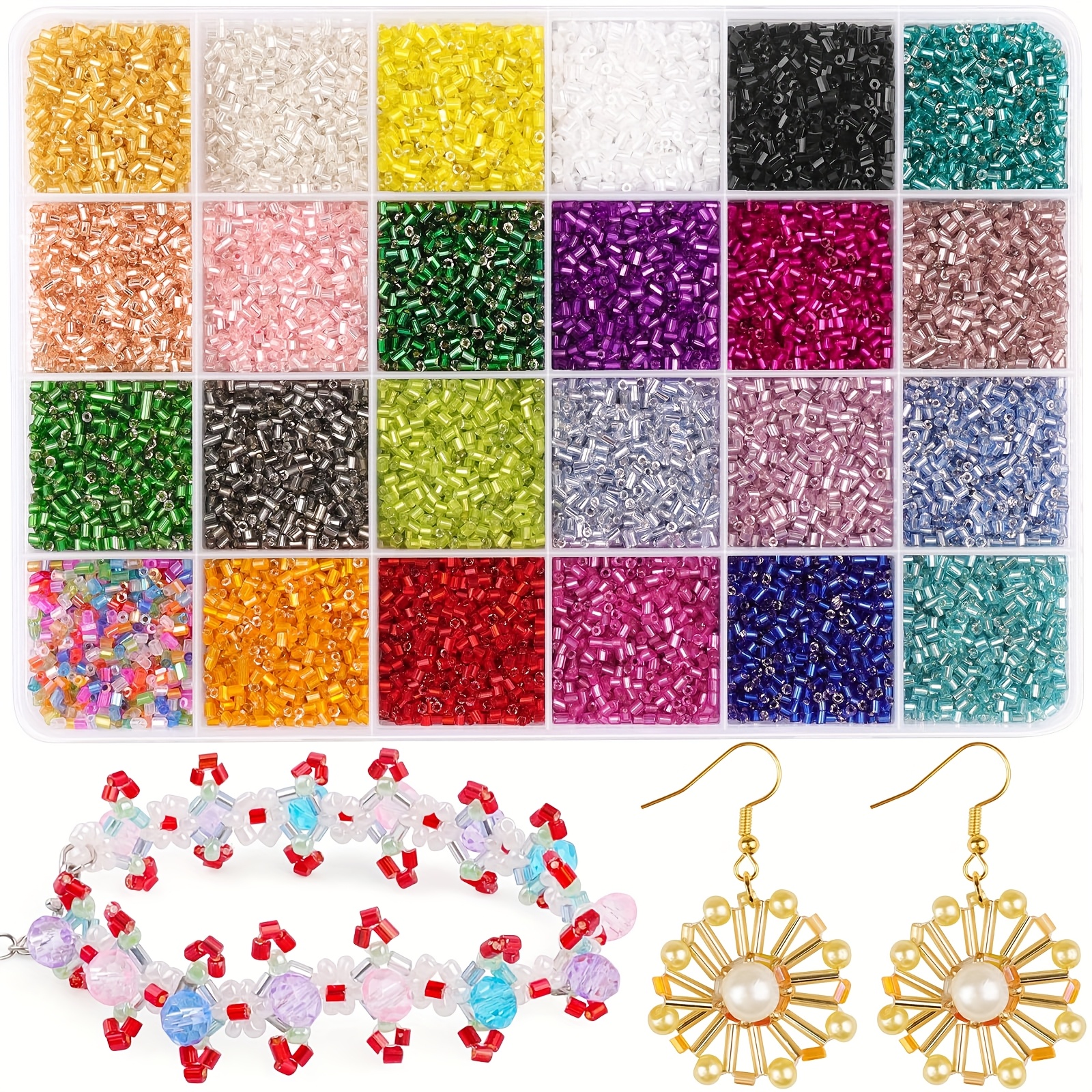 TEMU 7200+pcs Perline in Vetro Multicolore a Tubo Svasato 3x2mm per Creazione Gioielli Fai da Te��Bracciali e Collane