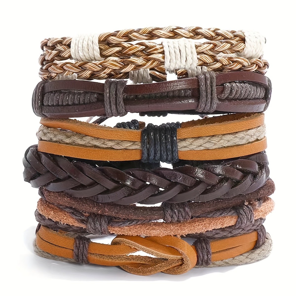 

Bracelets Leather Bracelet Multi-layer Rope Men Bracelet Wristbands Male Jewellery Beads Strand Bracelets