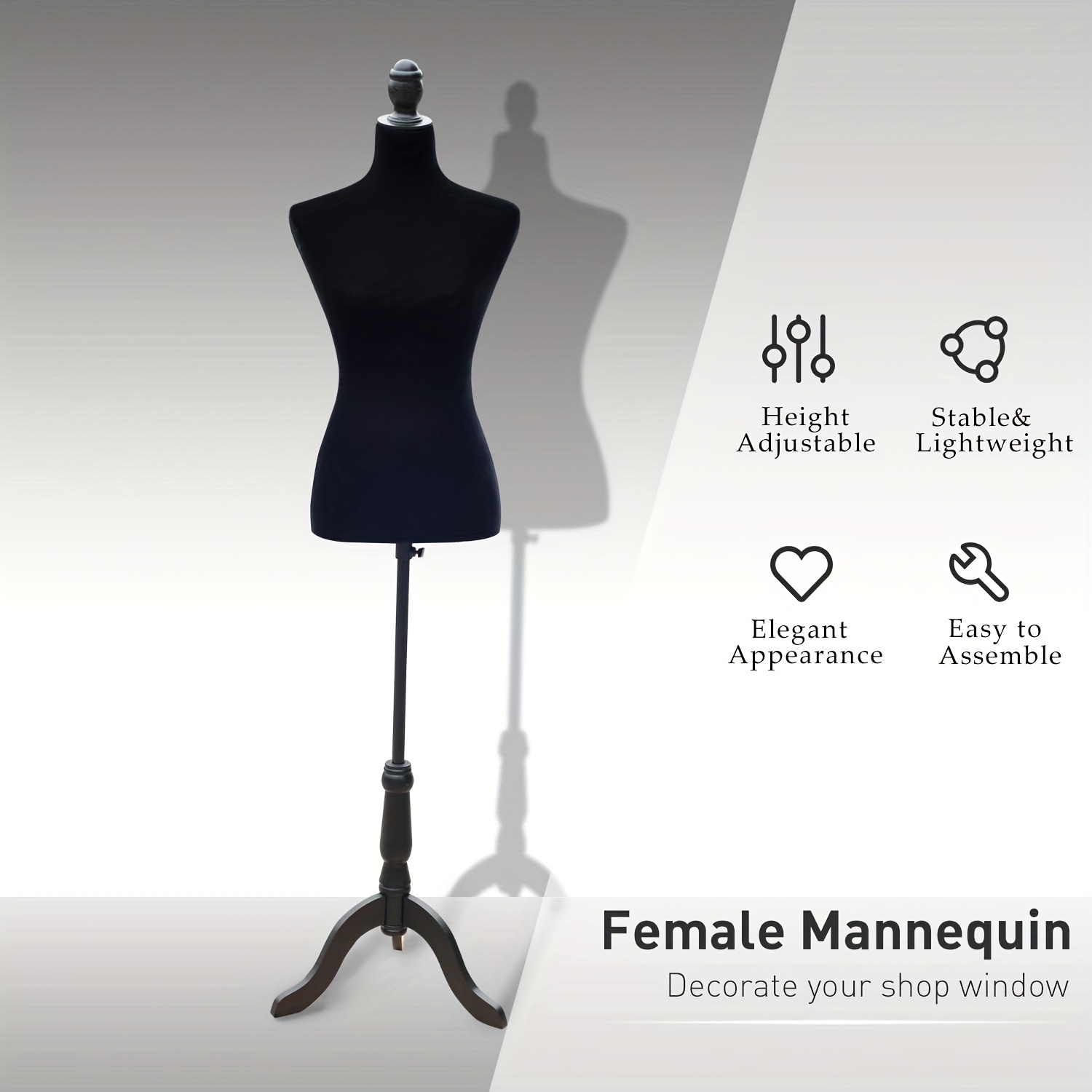 Female Dress Form Mannequin Torso, Adjustable Height 47-78 Inch Stand