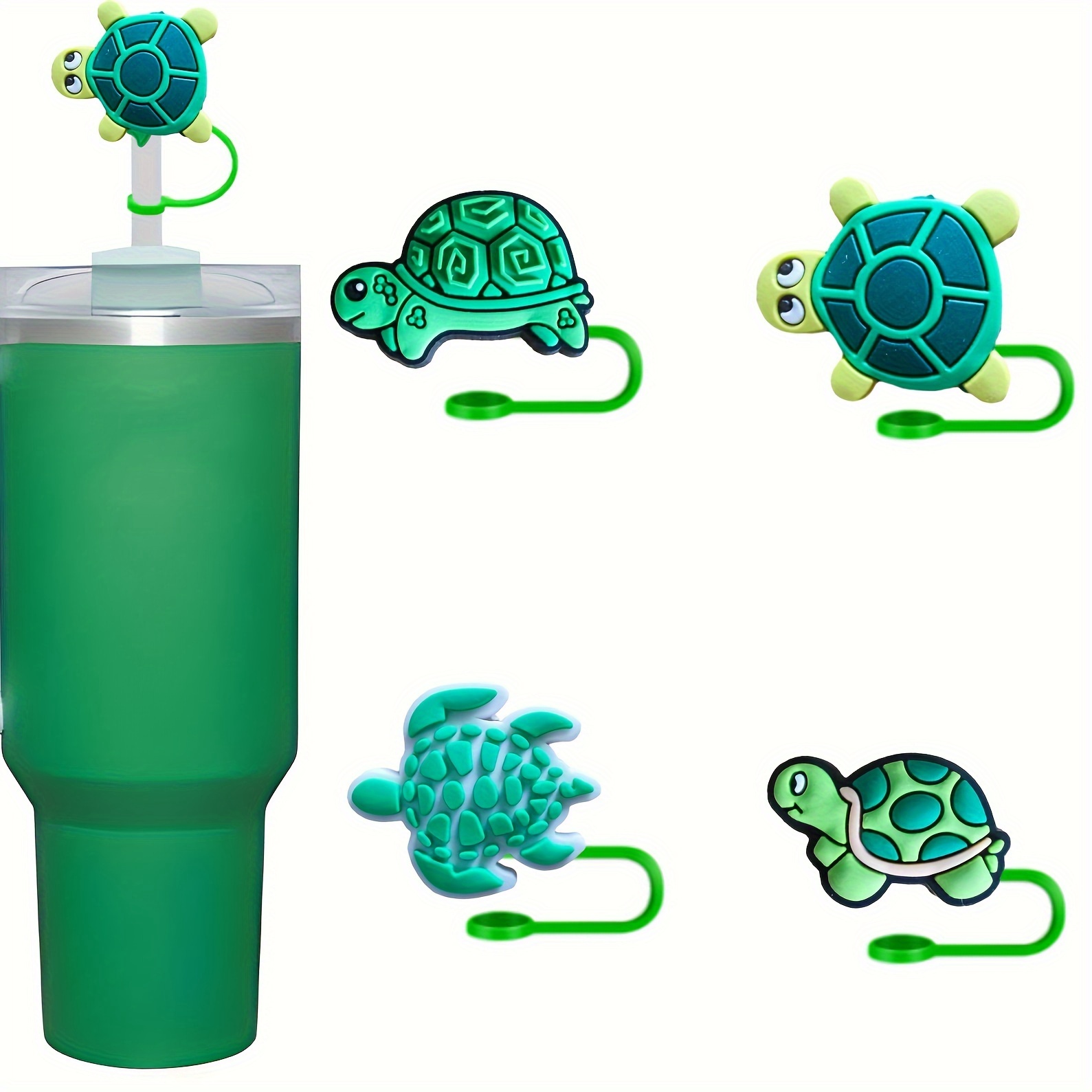 

[customer ] 4pcs Turtle Silicone Straw Toppers - Fits 10mm Straws, Reusable & Dustproof, Party Decorations & Tumblers, Ideal For Christmas & Halloween