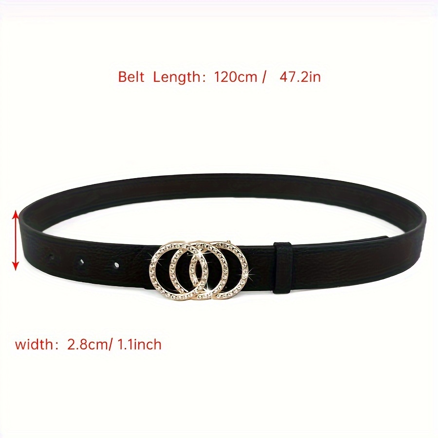 1pc Rhinestone 3 Circles Belt, Jeans Dress Belt For Men Suitable For Teens