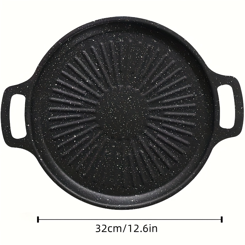 Versatile Korean Cast Iron Grill Pan - Smokeless Non-Stick Portable Grill for Home, Outdoor Camping & BBQ - Sun Pattern Design, Multiple Sizes Available, Durable & Easy to Clean, Korean BBQ Grill