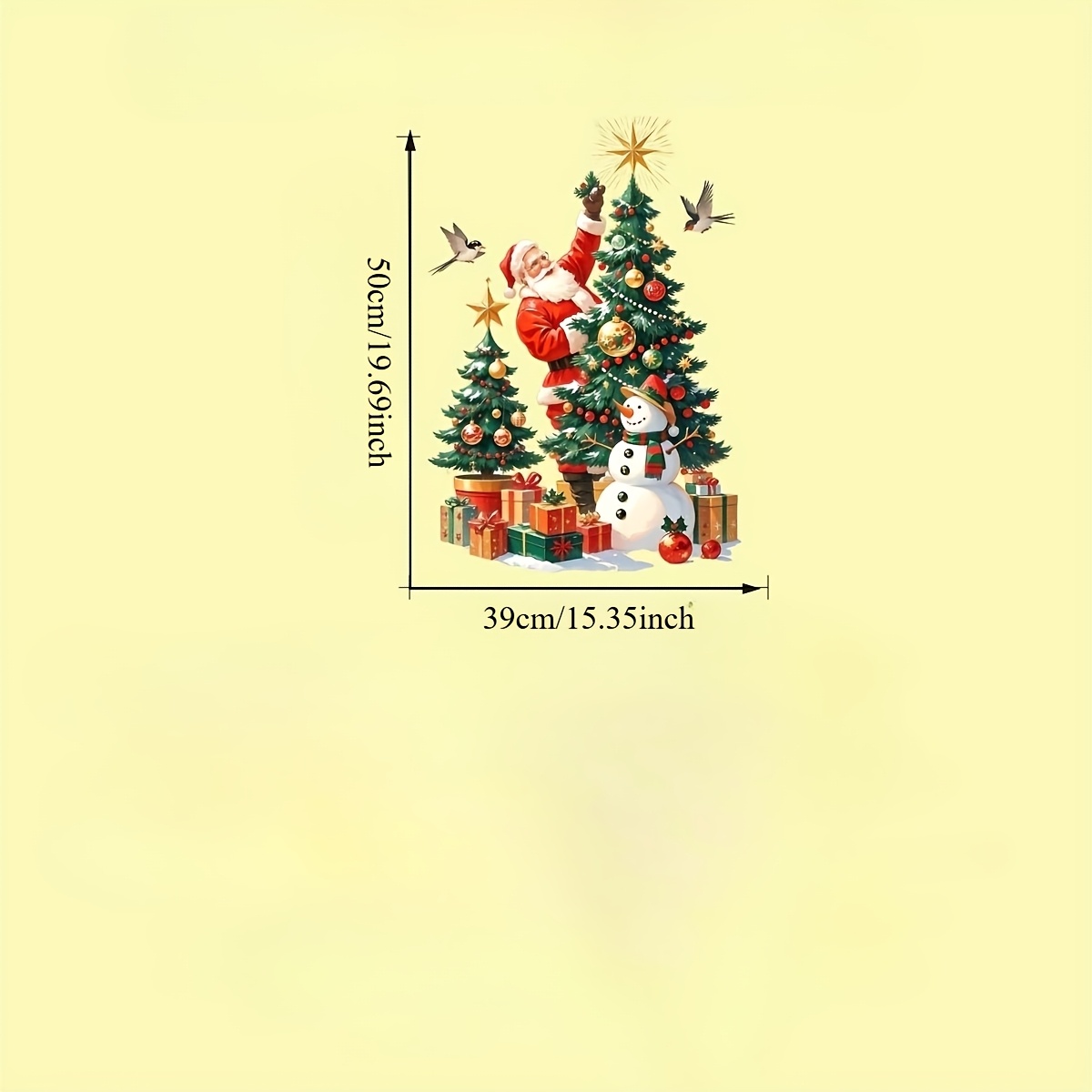 TEMU 1pc Christmas Santa Claus Christmas Tree Snowman Gift Ball Window Sticker Creative Self-adhesive Removable Individual Face Pvc Glass Sticker,