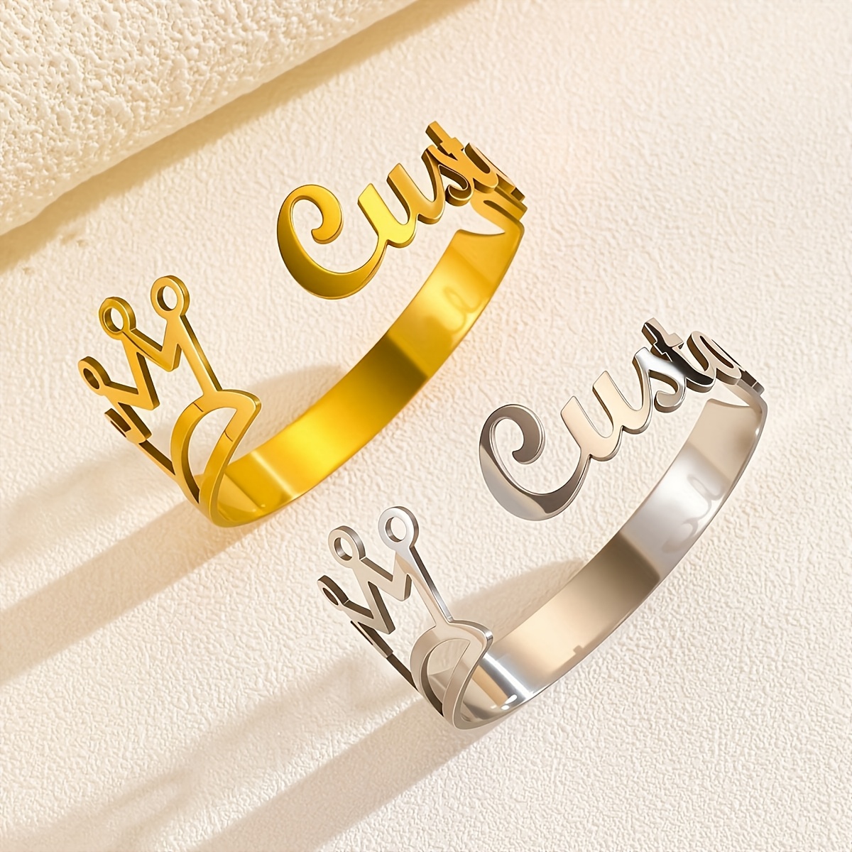 Personalized Princess Crown Name Bracelet, Adjustable Bangle