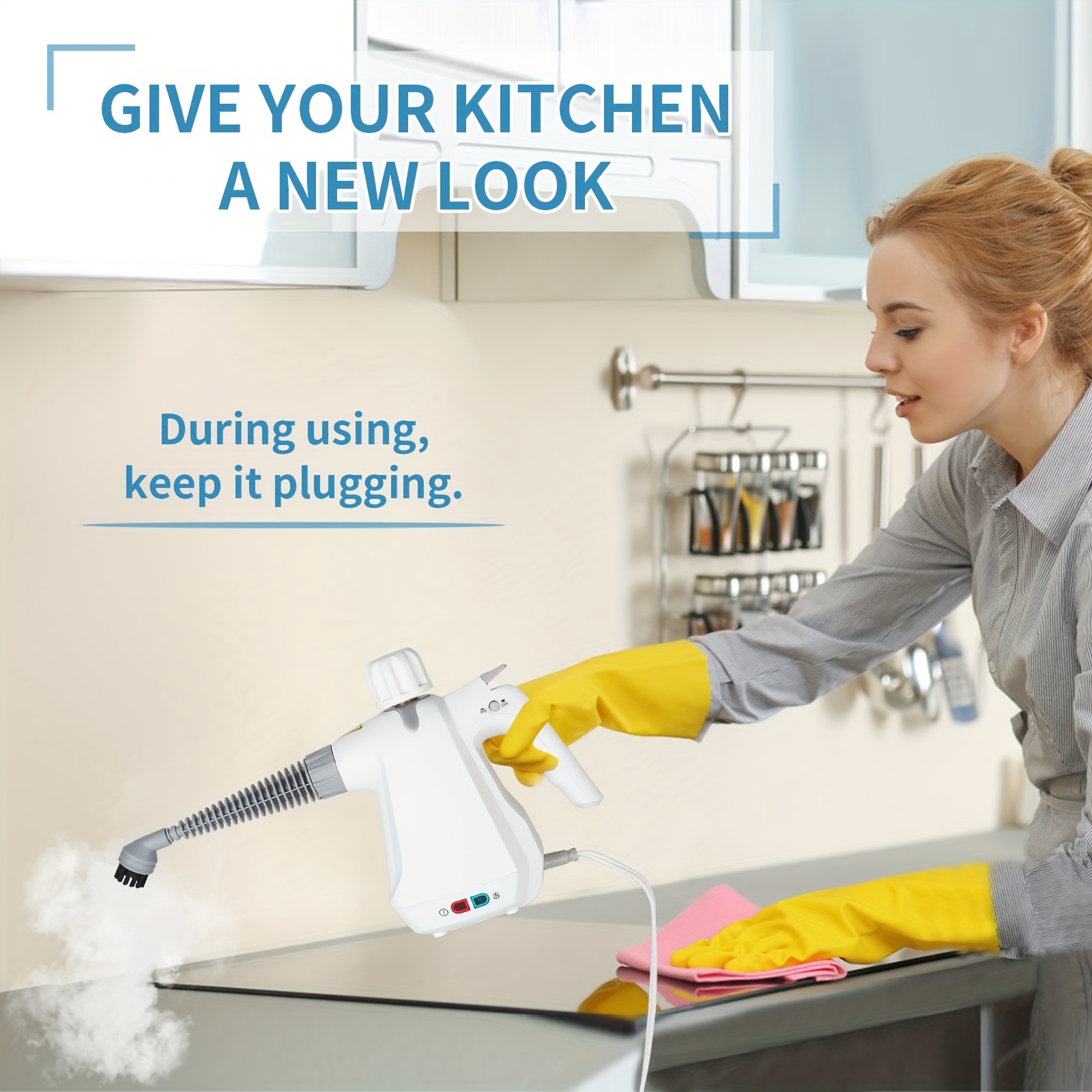 Pulitore A Vapore Portatile 1700W Moongiantgo - Con 5 Spazzole Per Cucina, Bagno, Auto E Condizionatori - Foto 10