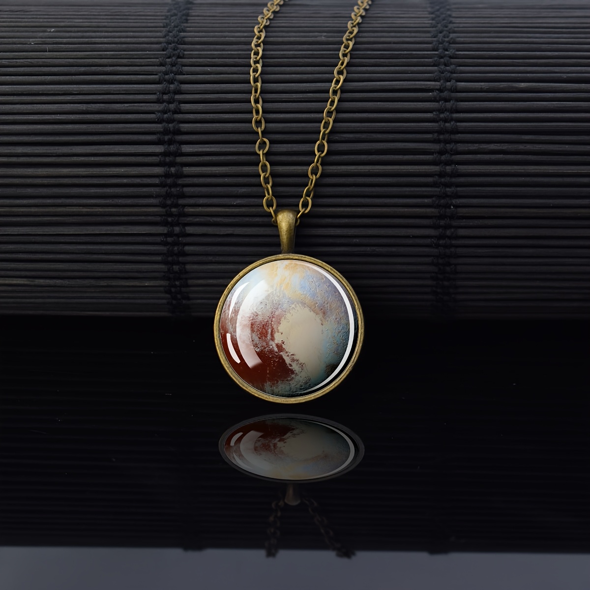 Abstract Art Round Pendant Necklace, Vintage Style