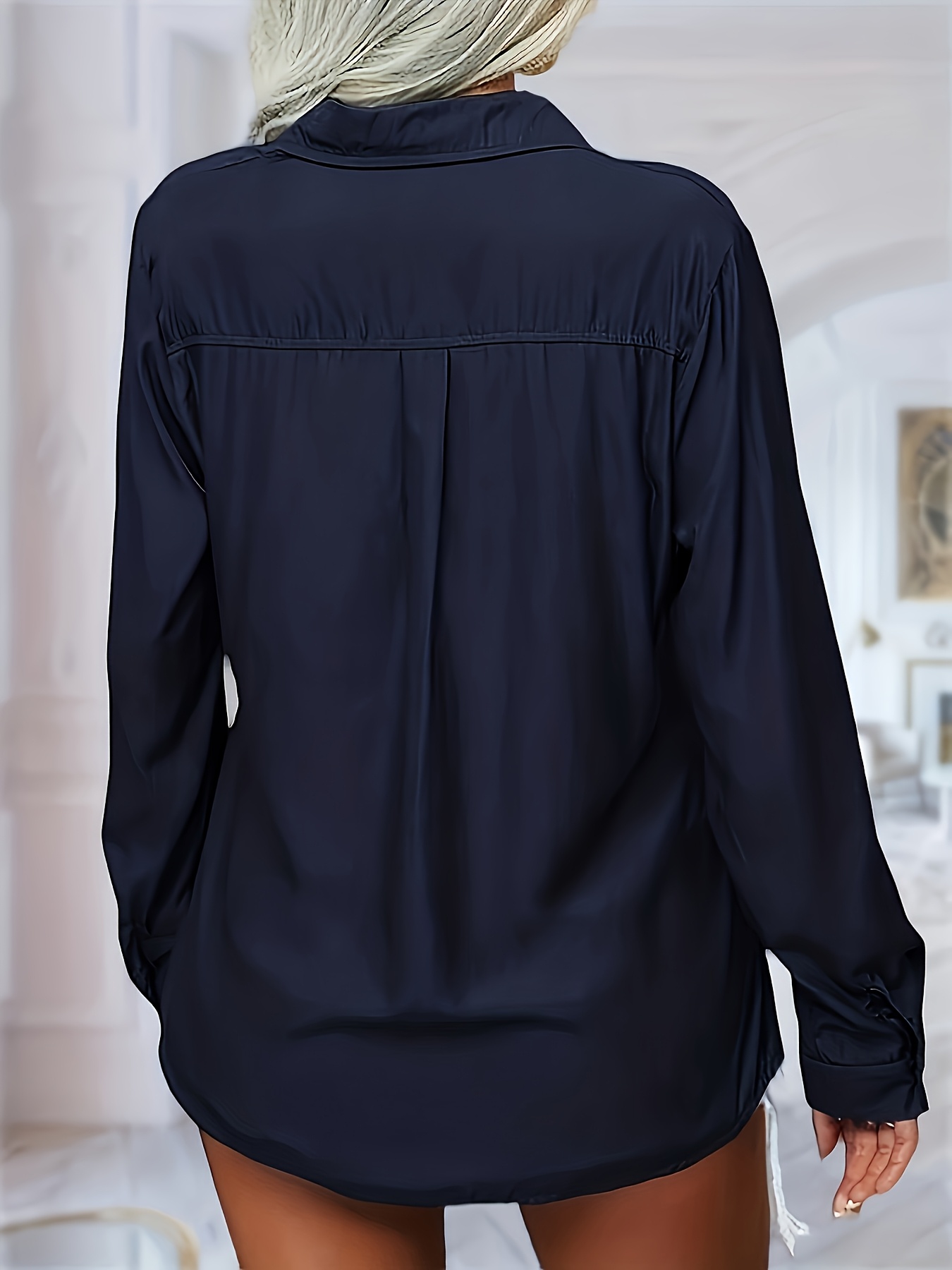 camisa casual de moda para mujer de color liso para  /verano