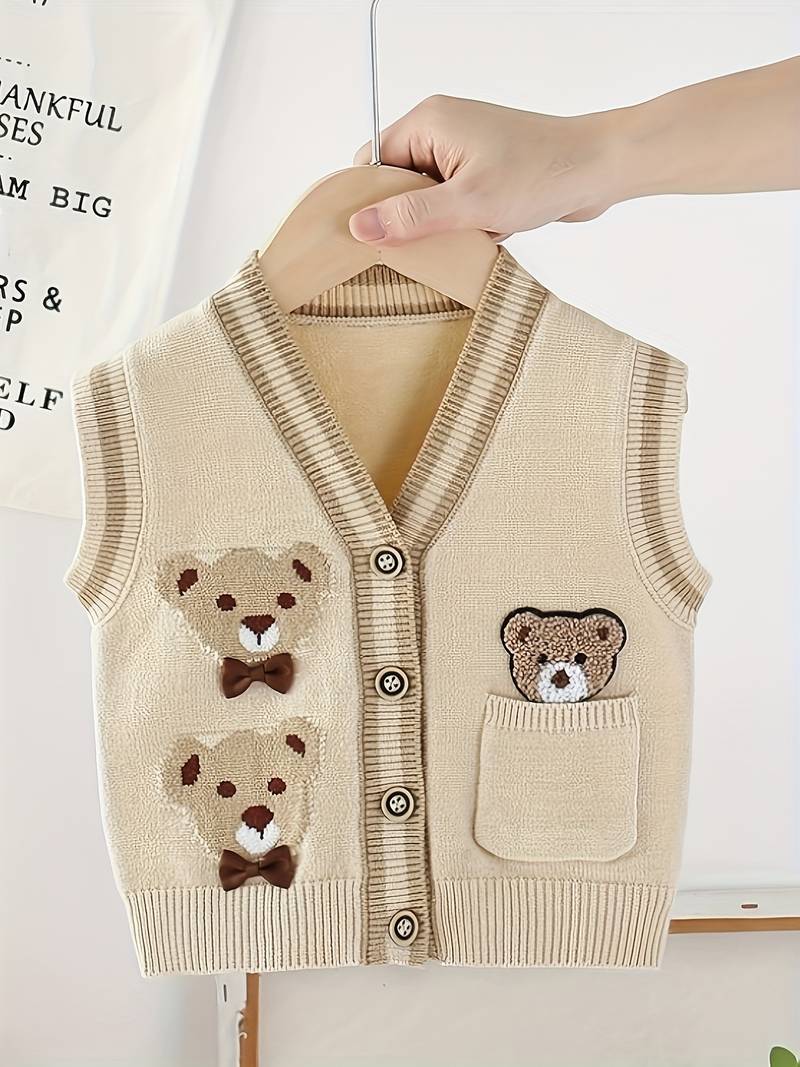 Cardigan En Tricot Pour Fille - Col V, Manches Longues, Boutonné - Pull Chaud Côtelé Pour Automne/hiver