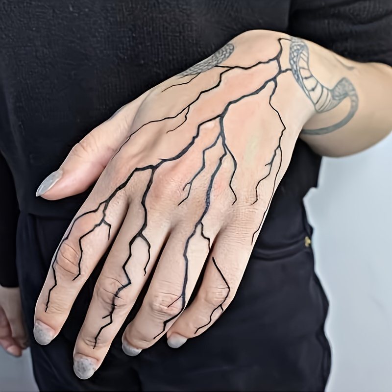   crack tattoo stickers temporary body   waterproof long lasting   bolt crack design for   legs neck gothic halloween cosplay everyday edgy look easy application removal cosplay accessories   piece   transfer   tattoos alternative   halloween costume durable transfer arm tattoos gothic lovers 0