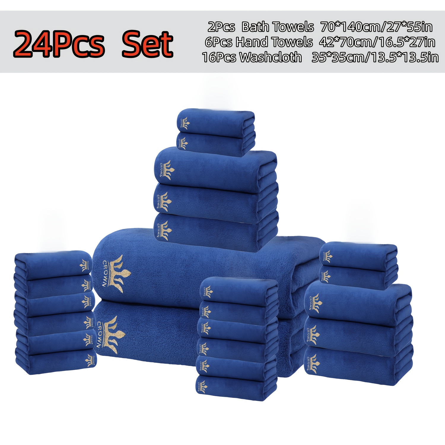 24pcs Ultra Soft Bath Towel Set, Coral Fleece Towel Bath Towel Washcloth Set