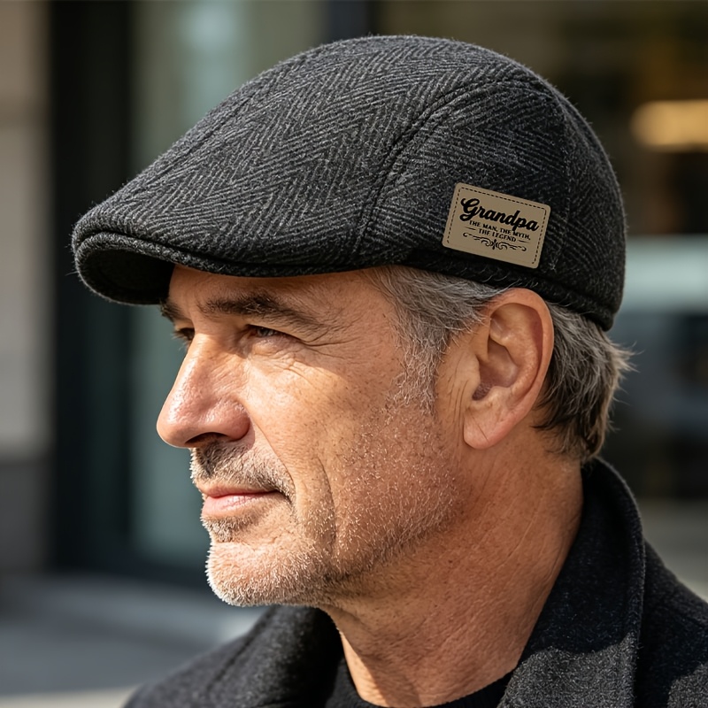 TEMU 1pc Men's Newsboy - Peaked Suitable For Daily Casual & Outdoor Wear, Sun Hat With Wide Brim, Suitable For Middle-aged And Elderly Men, Versatile