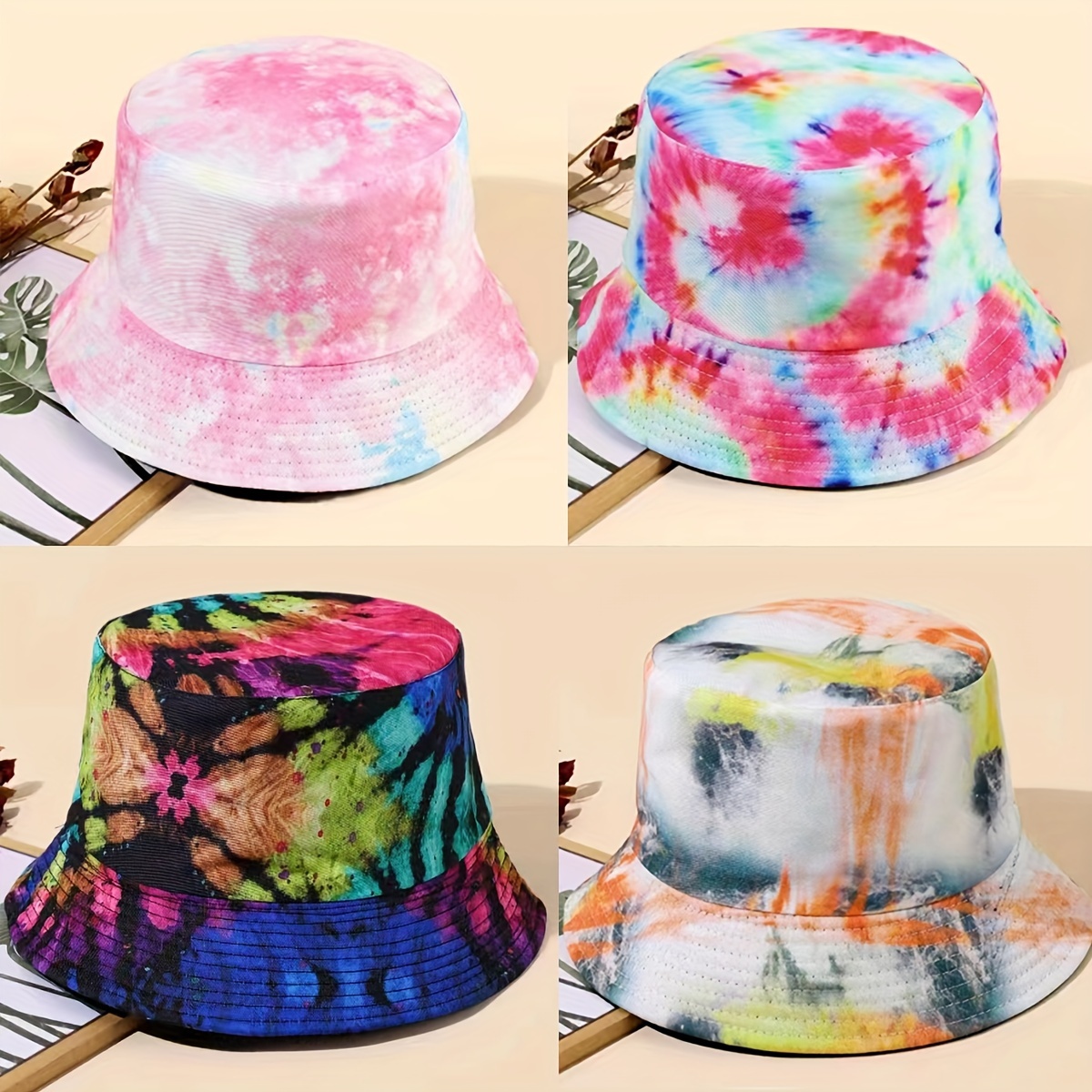 

Unisex Tie Dye Bucket Hat, Reversible Double-sided Wear Basin Hat, Outdoor Sun Protection Fisherman Hats