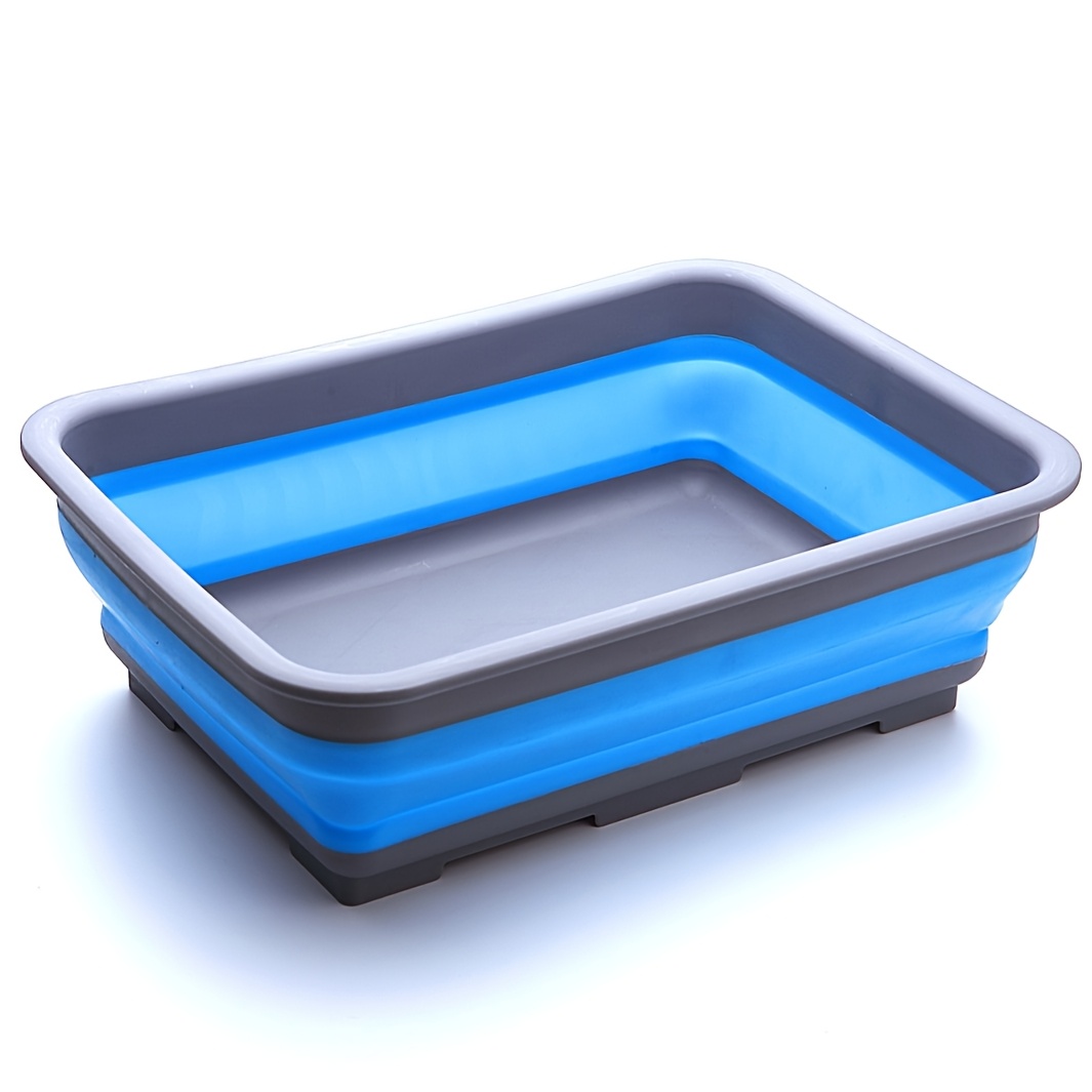 Image of 1pc Foldable Multifunctional Large Square Plastic Basin, Portable Washing Dishwashing Footbath Basin, Dirty Clothes Storage Household Water Bucket, Collapsible For Home Use.