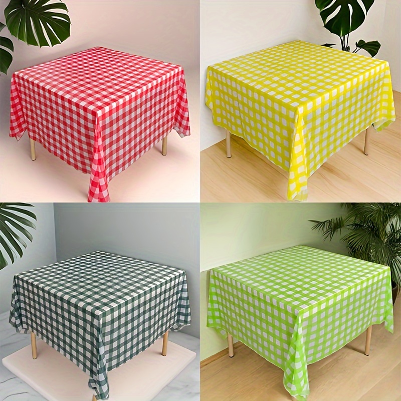 

1pc, Checkered Plastic Tablecloths, Waterproof And Disposable, Thickened Picnic Mat, Outdoor Moisture-proof Table Cover For Parties And Camping