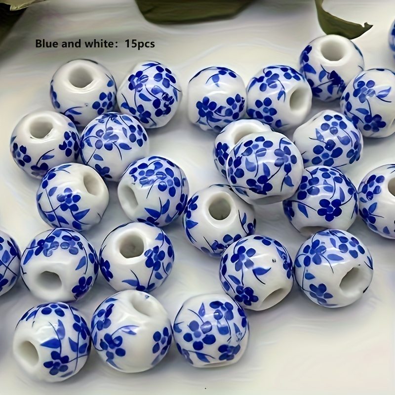 TEMU 15pz/Confezione Vintage 8Mm Perle Sciolte in Ceramica a Forma di Prugno, Gioielli a , Gioielli Tessuti, Braccialetti, Materiale per Collane con