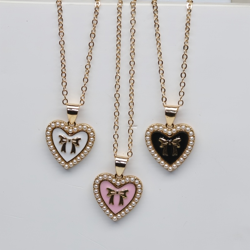 Heart Bow Necklace, Elegant Gift for Her