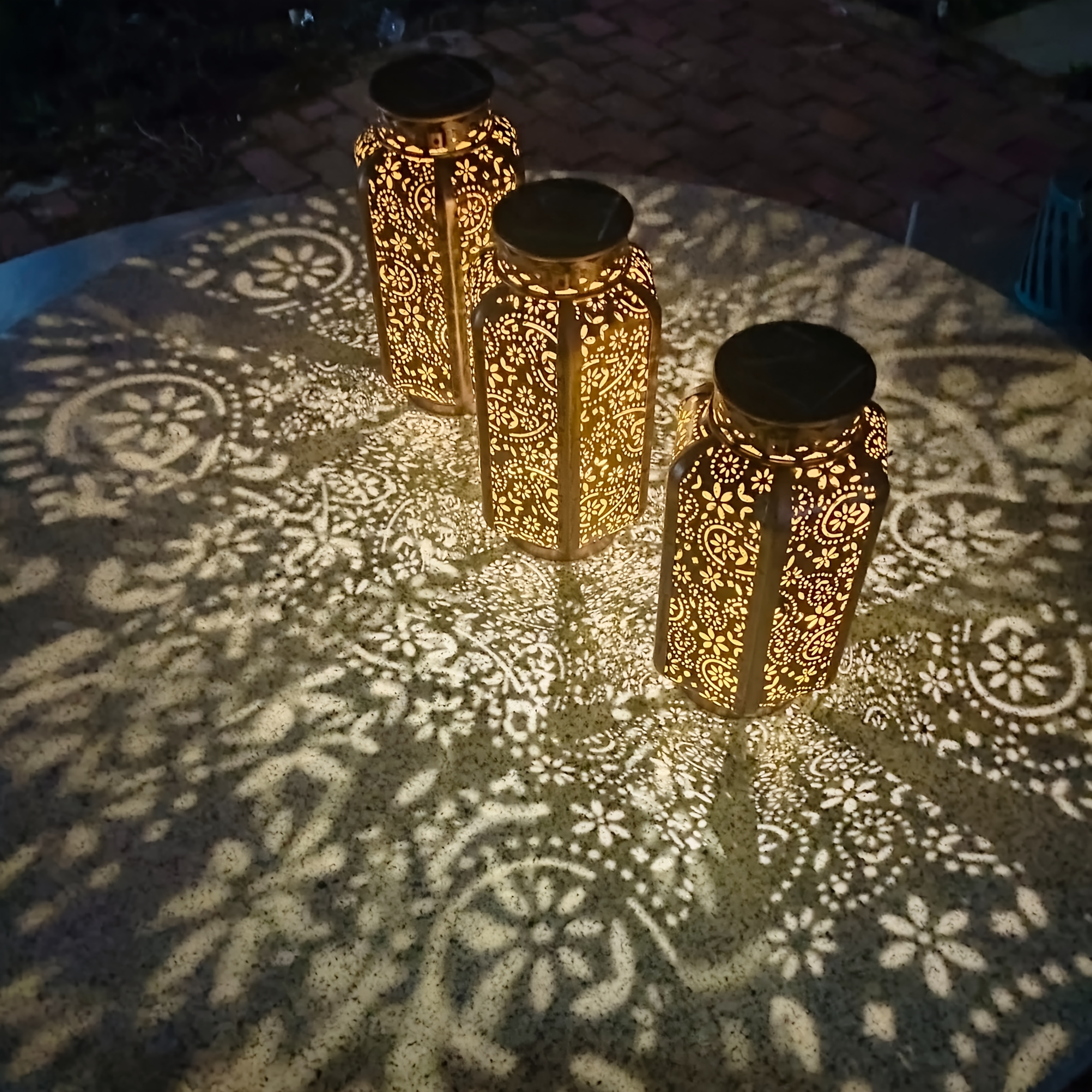 Set Lanterne Solari In Metallo Per Esterni - 3 Misure (80, 60, 40 Cm), Resistenti Alle Intemperie, Per Giardino, Terrazza, Ingresso
