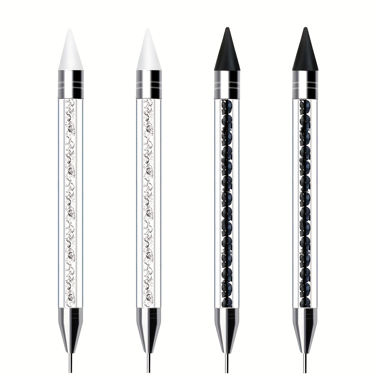 Image of 4pcs Rhinestone Picker Tool Dotting Pen, Rhinestone Wax Pencil With Synthetic Jewelry Applicator For Handmade Nail Art