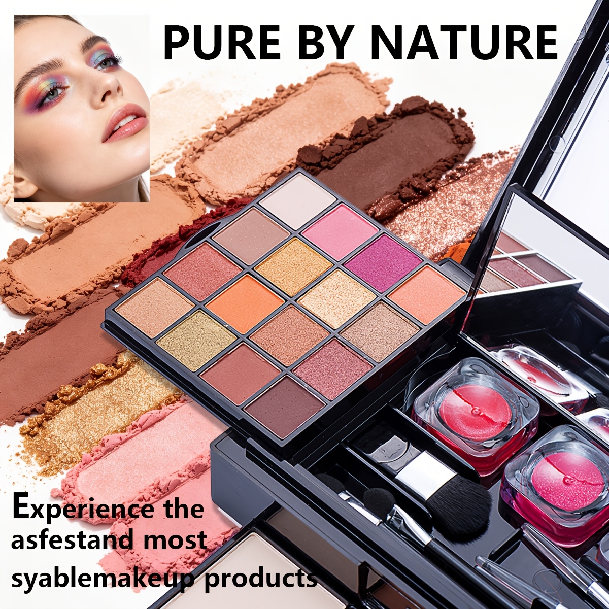 MISSYOUNG 32-Color All-in-One Makeup Kit with Eyeshadow Palette, Lip Gloss, Contour Powder & Brushes - Full Face Beauty Case Suitable for Women Beginners, Travel-Friendly Professional Cosmetic Gift Set with Powder Brush Applicators for Daily/