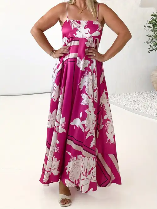 women summer beach casual long cami dress stripe dot print spaghetti strap backless a-line flowy dresses | Shop On Temu And Start Saving | Temu women summer beach casual long cami dress stripe dot print spaghetti strap backless a-line flowy dresses | Shop On Temu And Start Saving | Temu