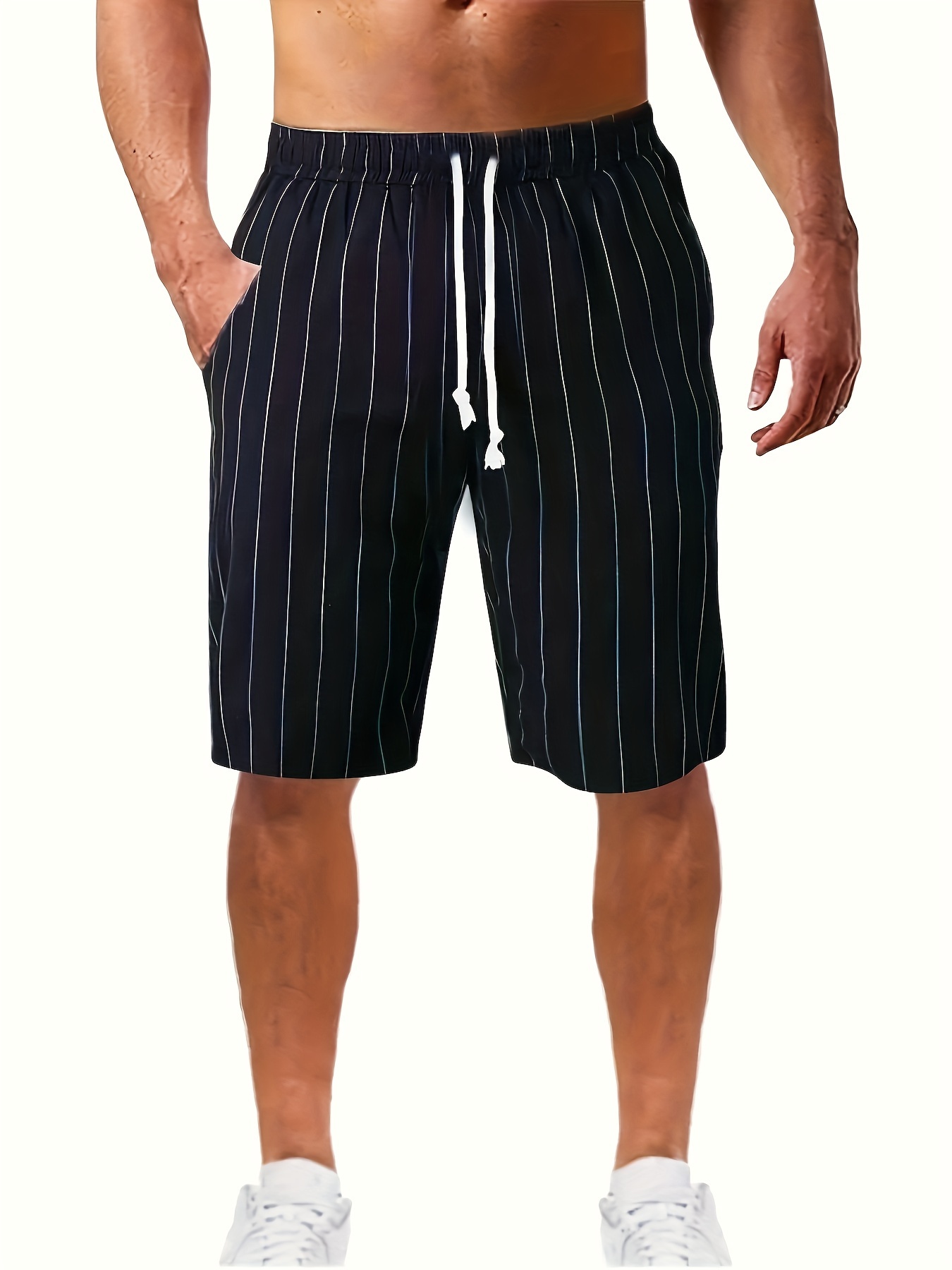 peace Stripe Pattern Comfy Shorts Men's Casual Solid - Temu