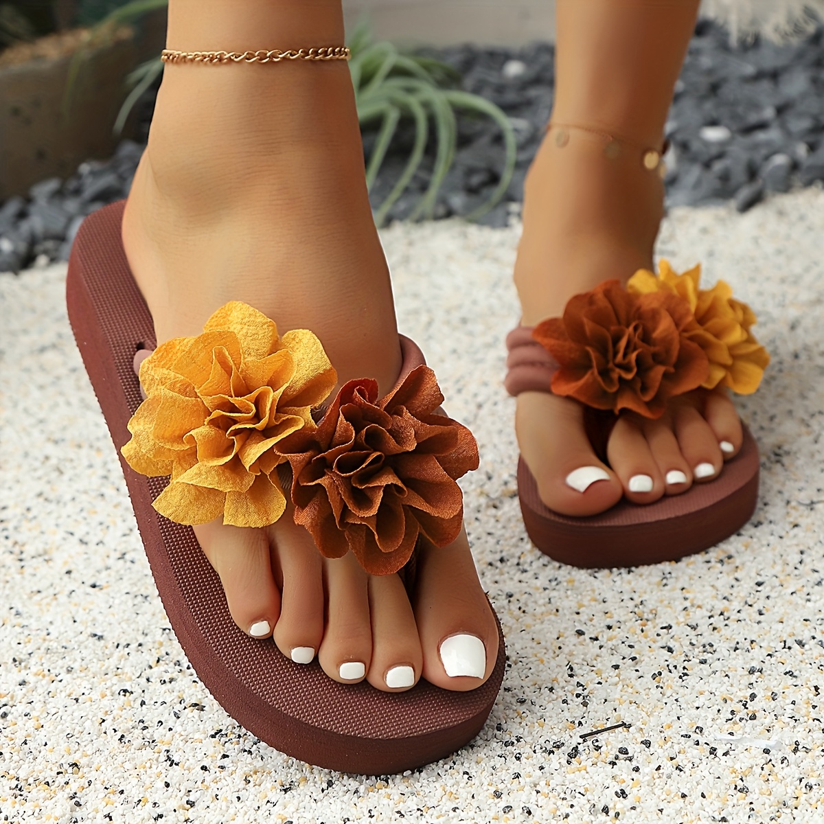 Flip Flops Floral Flats Women's Shoes Women's Elegant Pink