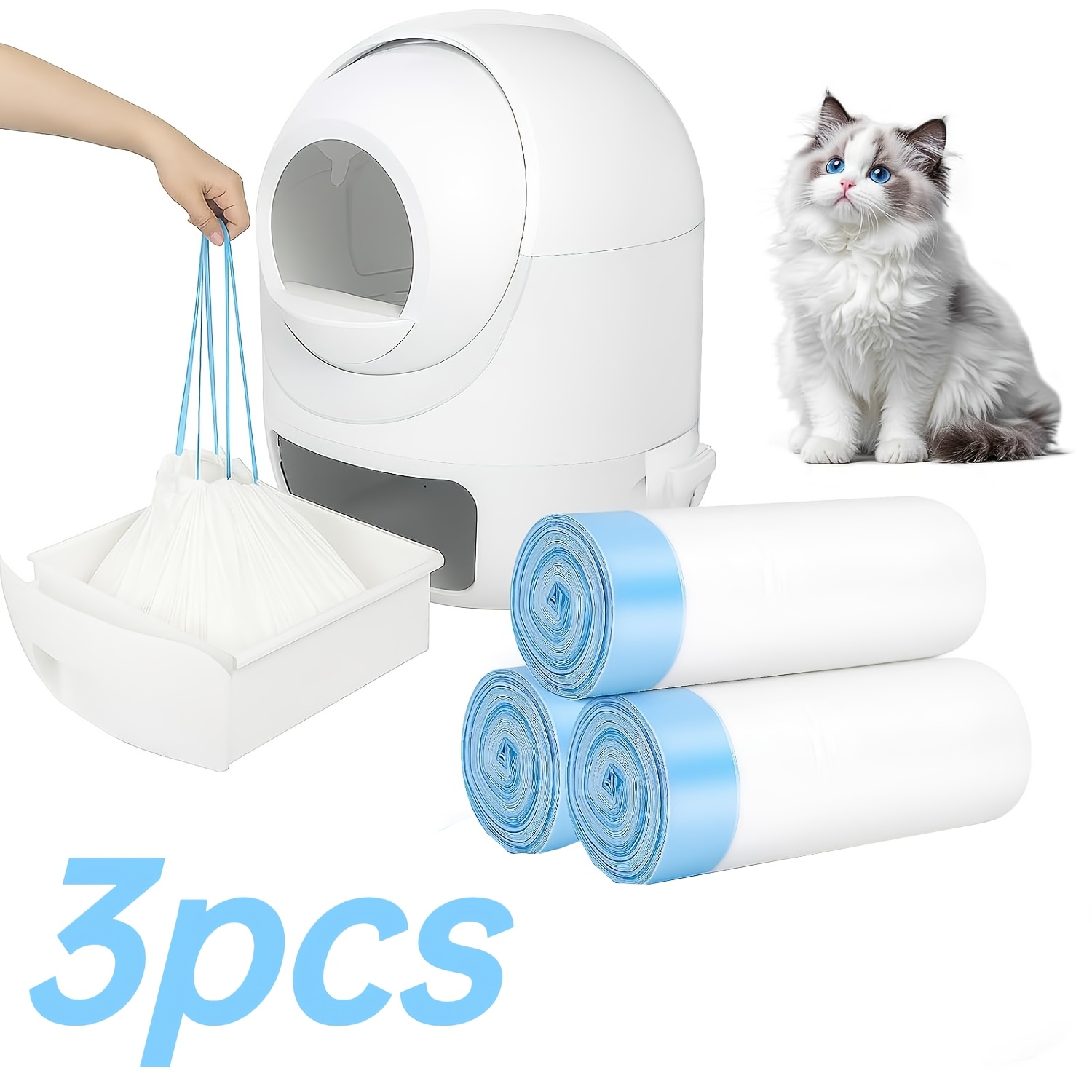 TEMU Sacchetto per lettiera con cerniera, rivestimento per lettiera autopulente, sacchetto di ricambio per feci di animali domestici