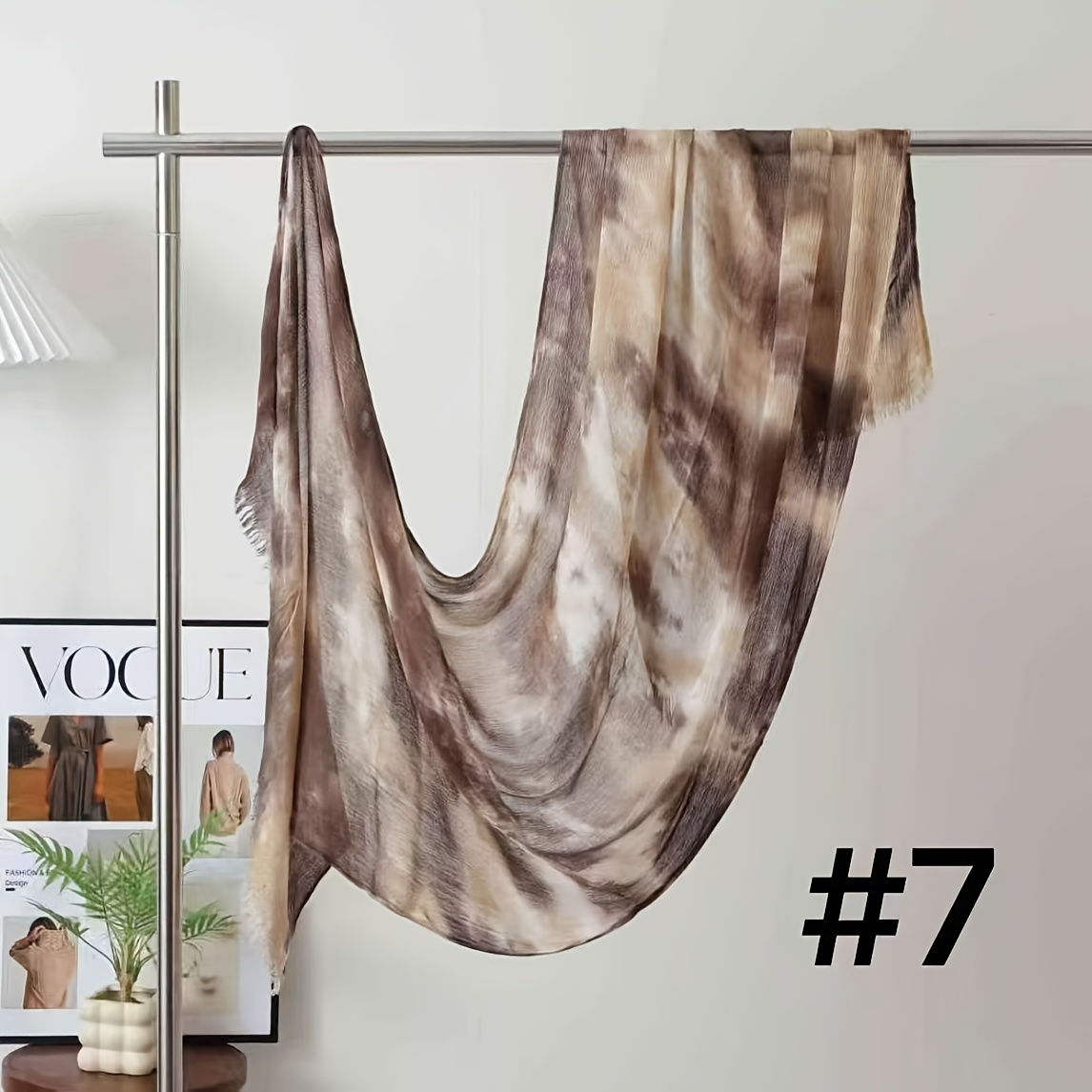 TEMU 1pc Vintage Tie-dye Frayed Edge Scarf For Women, Versatile Spring/autumn Shawl Headscarf With Handmade Tie-dye Gradient Texture   Design  