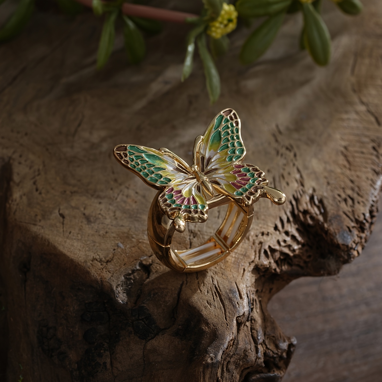 Women's Elegant Golden Plated Butterfly Ring
