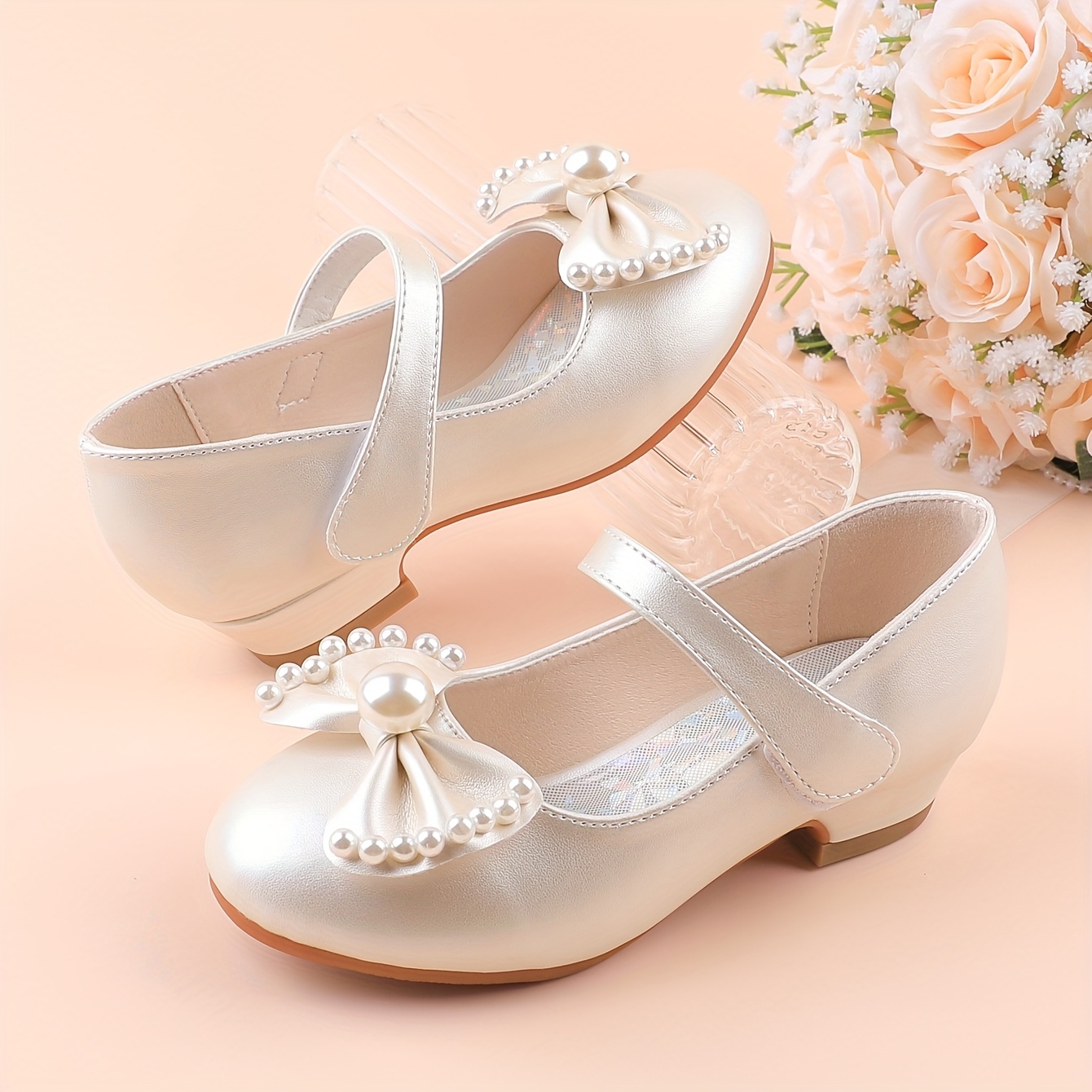 zapatos princesa champán perlas falsas niñas cierre Temu El Salvador