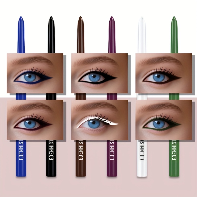 6 st eyeliner gel pennor – färgglada vattentåta och smudge - Temu Sweden