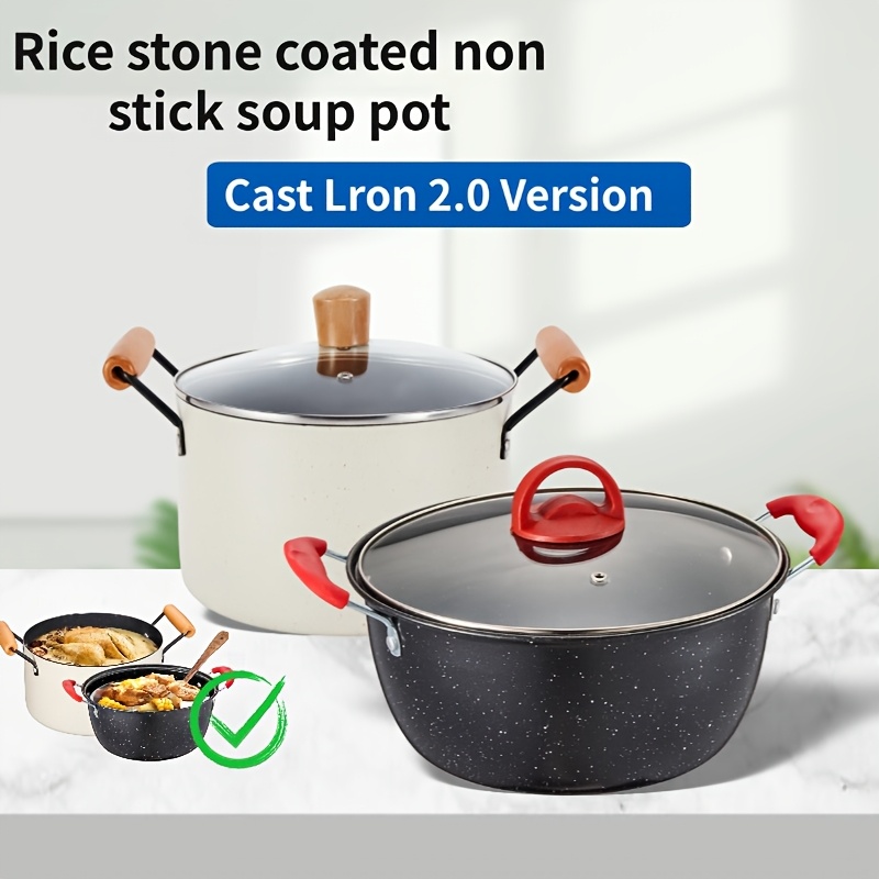 

5-quart Nonstick Soup Pot With Lid - Granite Coated, Induction Compatible, Insulated Handle - Bbq & ,