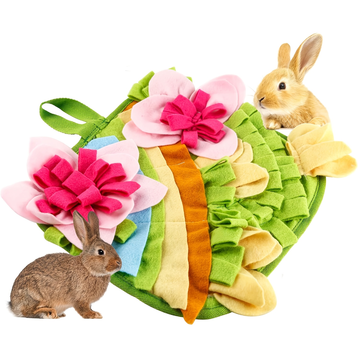 -shaped Snuffle Mat For Small Pets - Interactive Foraging Toy For Rabbits, Hamsters & Hedgehogs - Durable Polyester Fiber