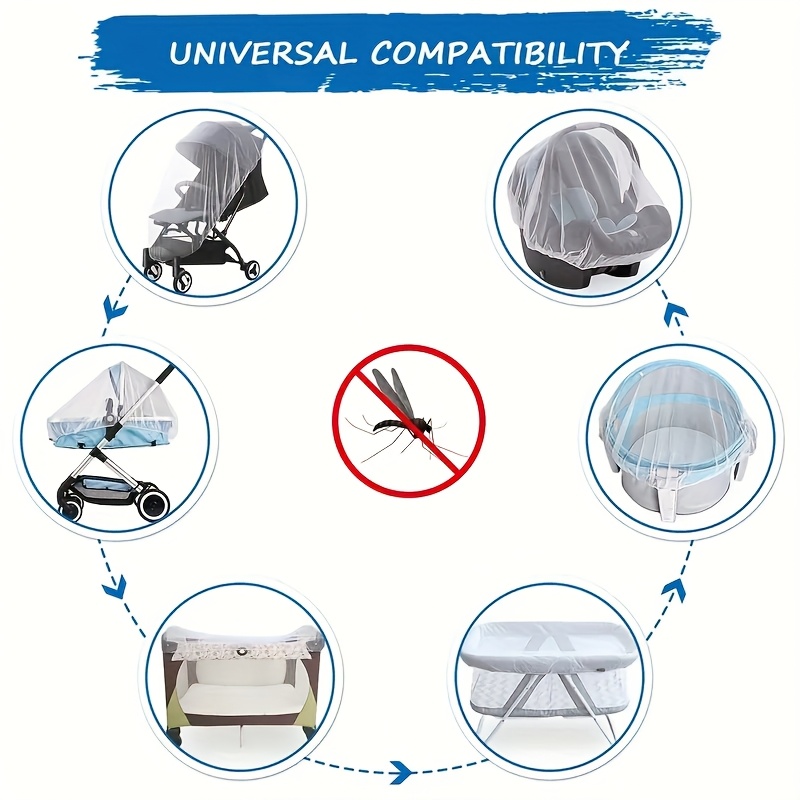 Stroller Mosquito Net, Stroller Insect Net Cover, Safety Protection, Breathable and Suitable for Stroller Net, Visible Breathable and Stretchable Mosquito Ne