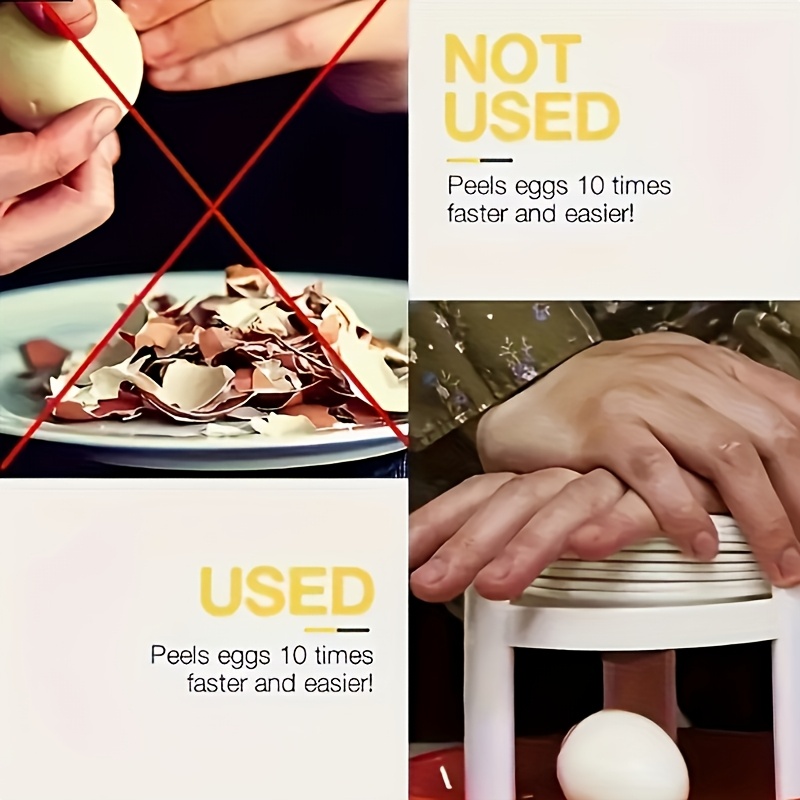 Egg Remover Tool with Handle & Non-Slip Base - Heavy-Duty ABS Plastic Manual & Operation, Hygienic One-Touch Removal for Hard-Boiled Eggs, Durable Kitchen Gadget for & Commercial Use, & Easy to Clean, Multi-Functional Quick Shelling Device for