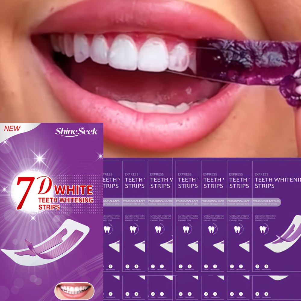 28pcs 14pairs 7d purple teeth strips daily use and travel friendly dental cleaning and brightening strips       seek Product details 6