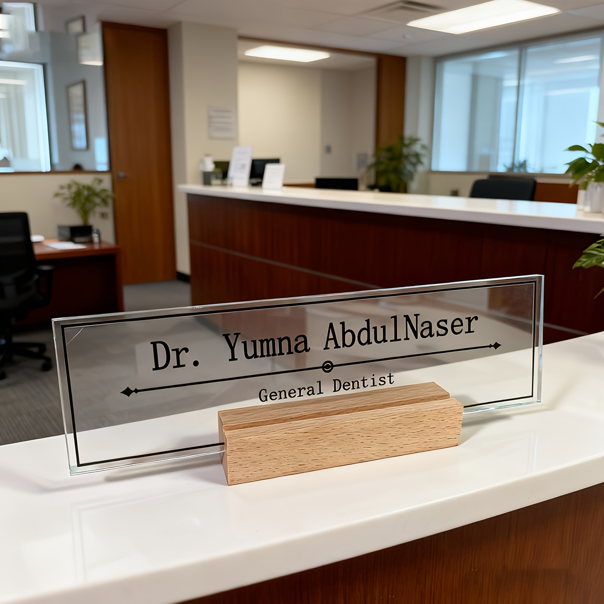 item picture 2d flat 1  acrylic name plate with stand engraved office desk sign     for professionals reception dental legal business