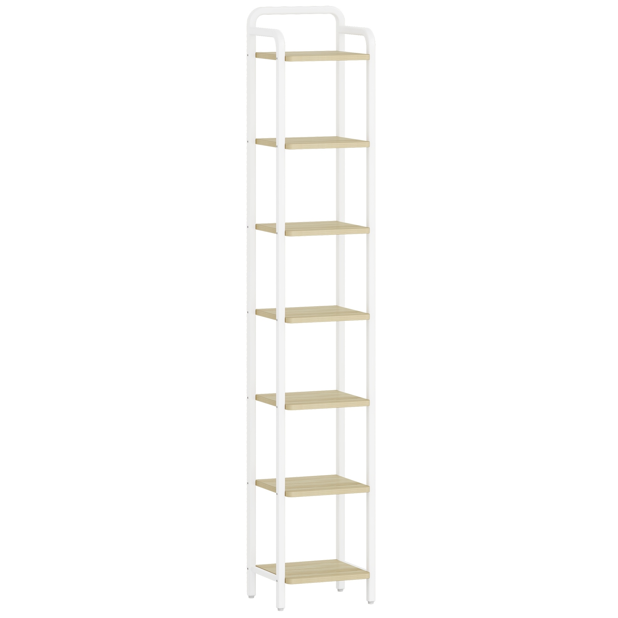 Bookcase, Shelf, Standing Shelf, Slim Bookcase, Industrial Corner Shelf, Slim Shelf For Home Office, Living Room, Bedroom, Kitchen, 7 Tiers, /black