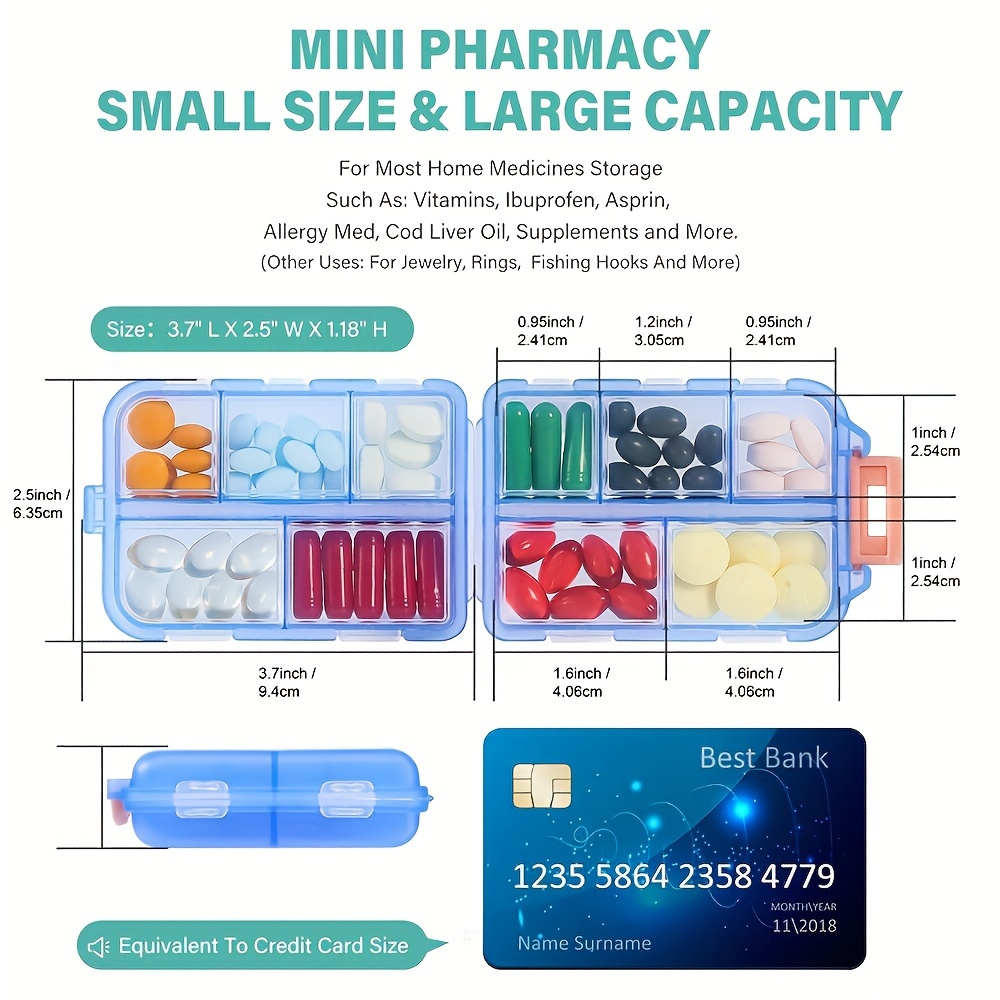 6 pack travel medicine organizers 10 compartments for wallet or bag storage suitable for vitamins fish oil and more details 0