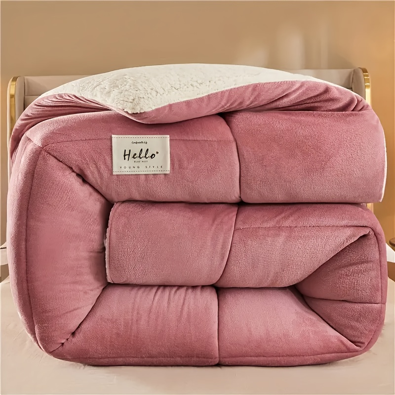 1pc   comforter   quilted   breathable box stitch solid color comforter machine washable bedroom warm autumn and winter comforter details 17