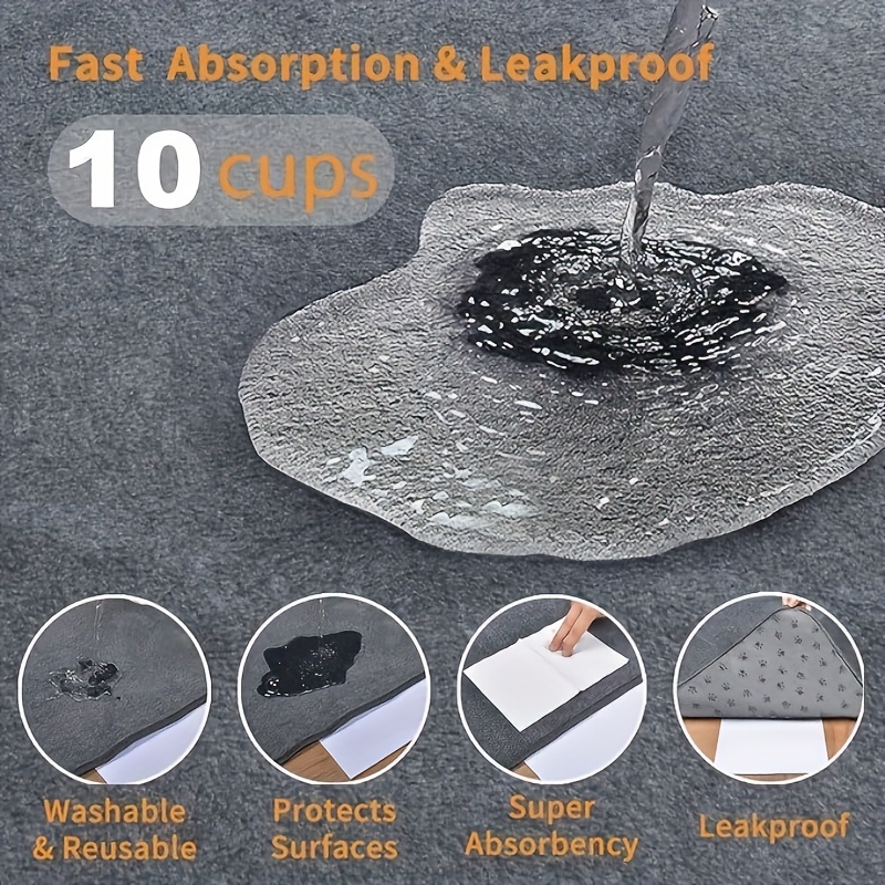 2-Pack Extra-Large Reusable Dog Potty Pads, Non-Slip Washable Mats for Floor, Crate, Or Playpen, Fast-Absorbent And Durable Pet Whelping Pads for Incontinence, House Training & Holiday Home Cleaning, 88.9X119.38cm, Gray