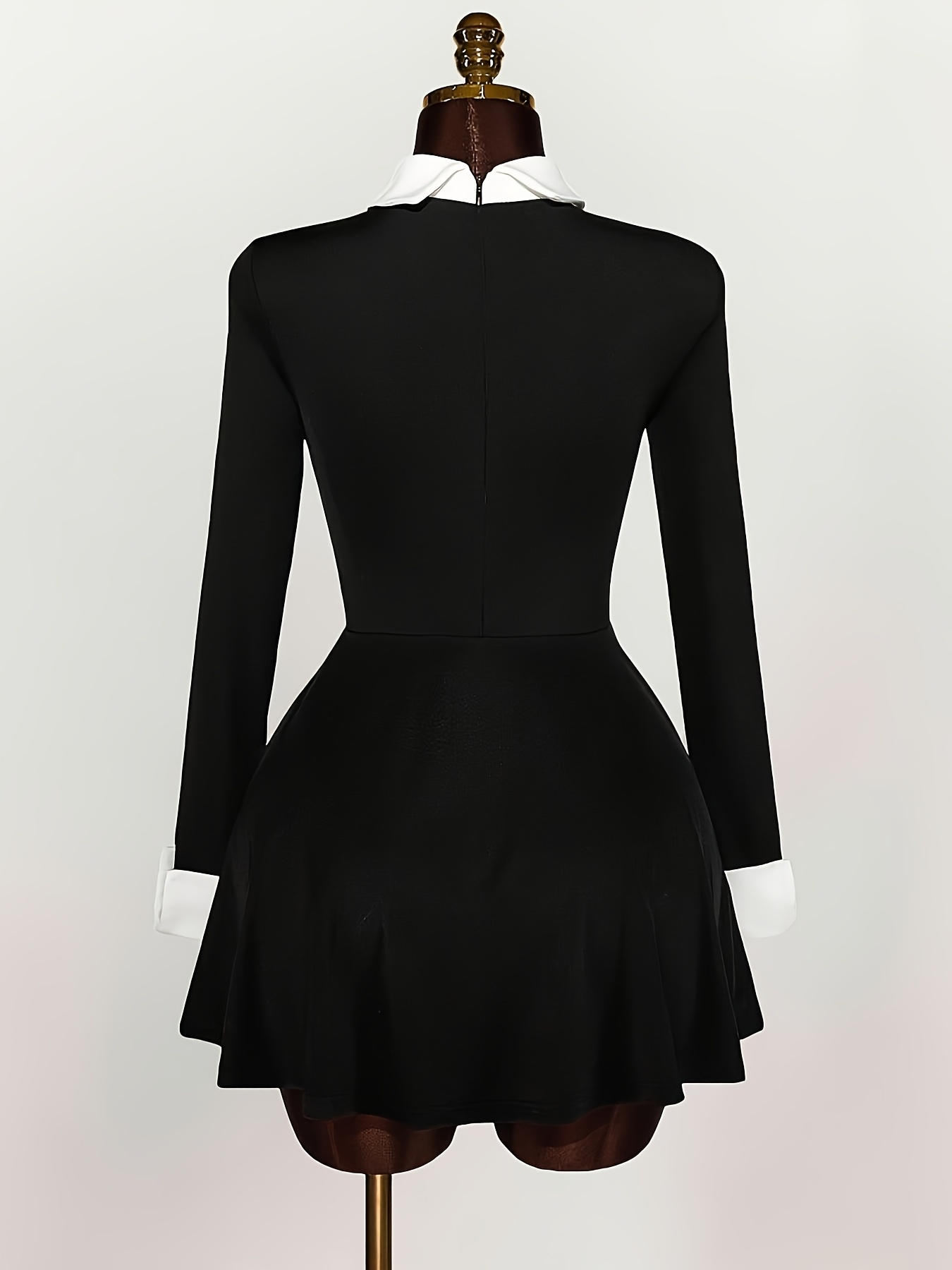 black short witch dress [$136.00]Halloween Costume Witch Dress Black Halter Neck Short Gothic  Jumper Skirt Set