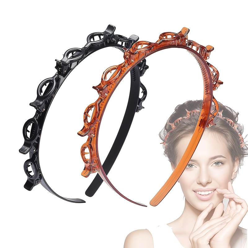 TEMU おしゃれで多機能な2個セット 二重構造 前髪ヘアクリップ ヘアバンド お出かけ用 ヘアアクセサリー 毎日のヘアケアに便利