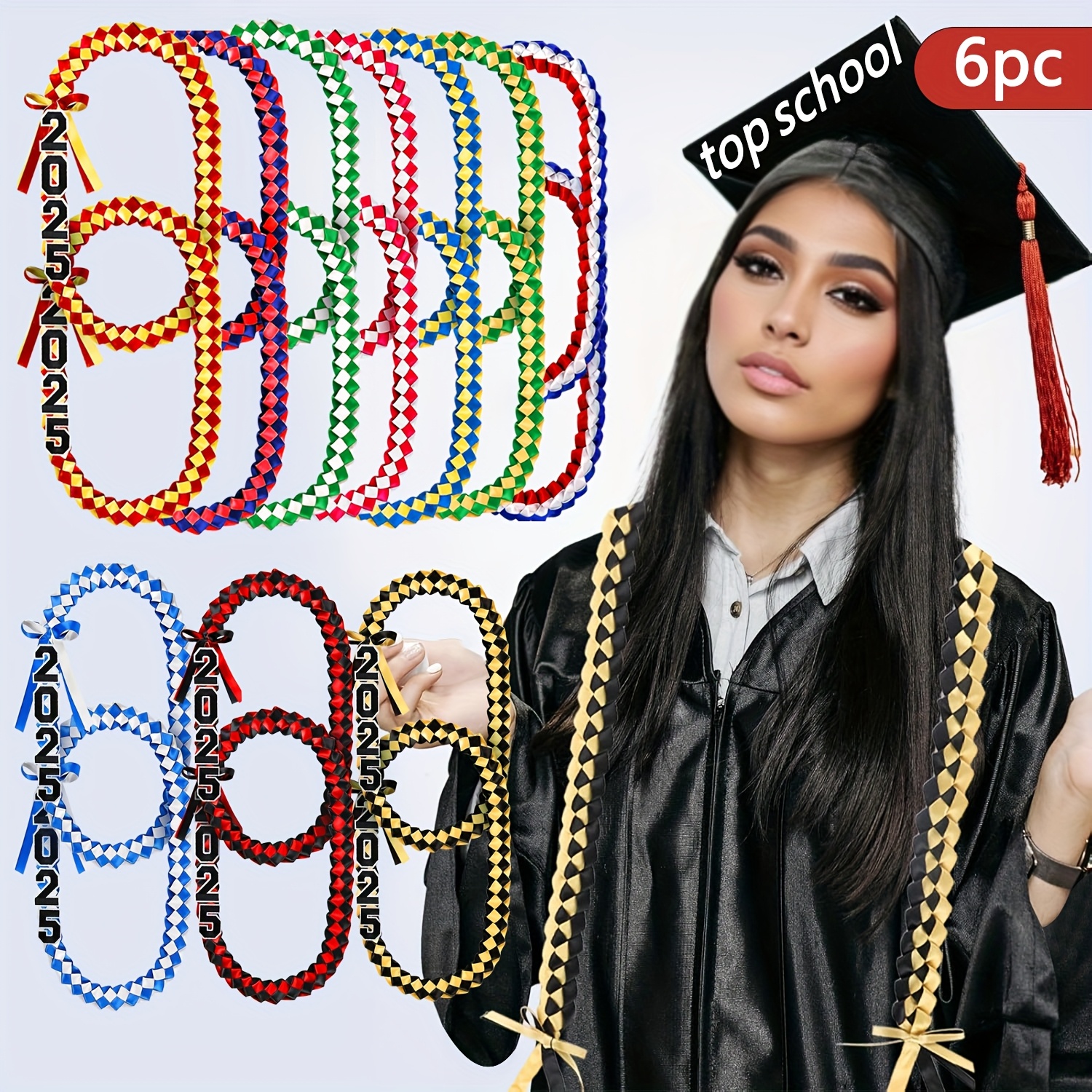 2025 Graduation Candy Lei Making Kit - Green, Gold, Black Supplies With Tubing, Ribbon, Flowers