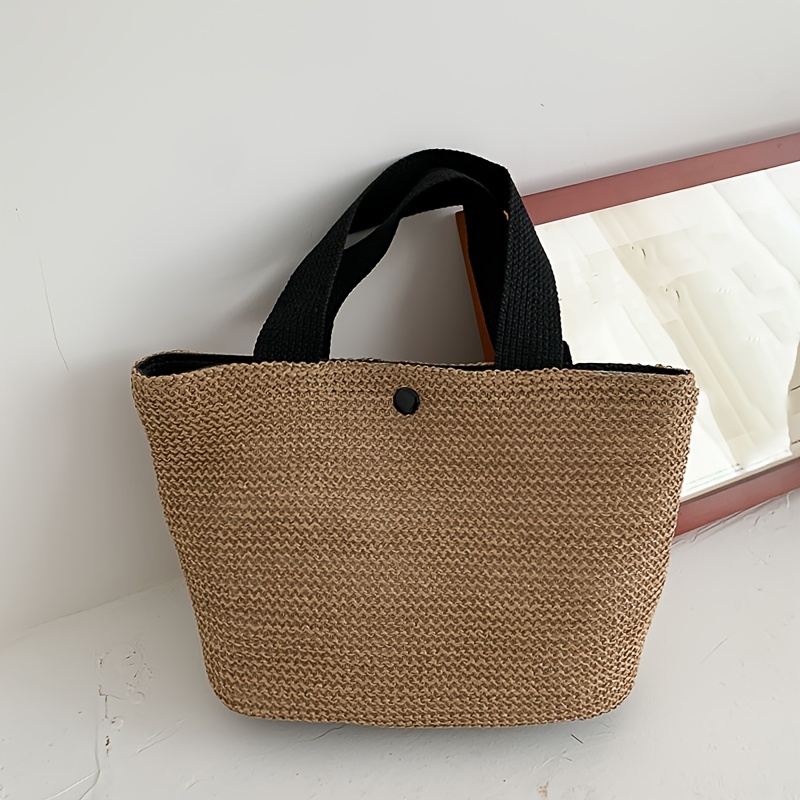 TEMU Personalized Custom Embroidered Jute Tote Bag - Seaside Vacation Bag, New Summer Style, Trendy Pastoral Woven Women's Bag, Beach Casual Clutch,