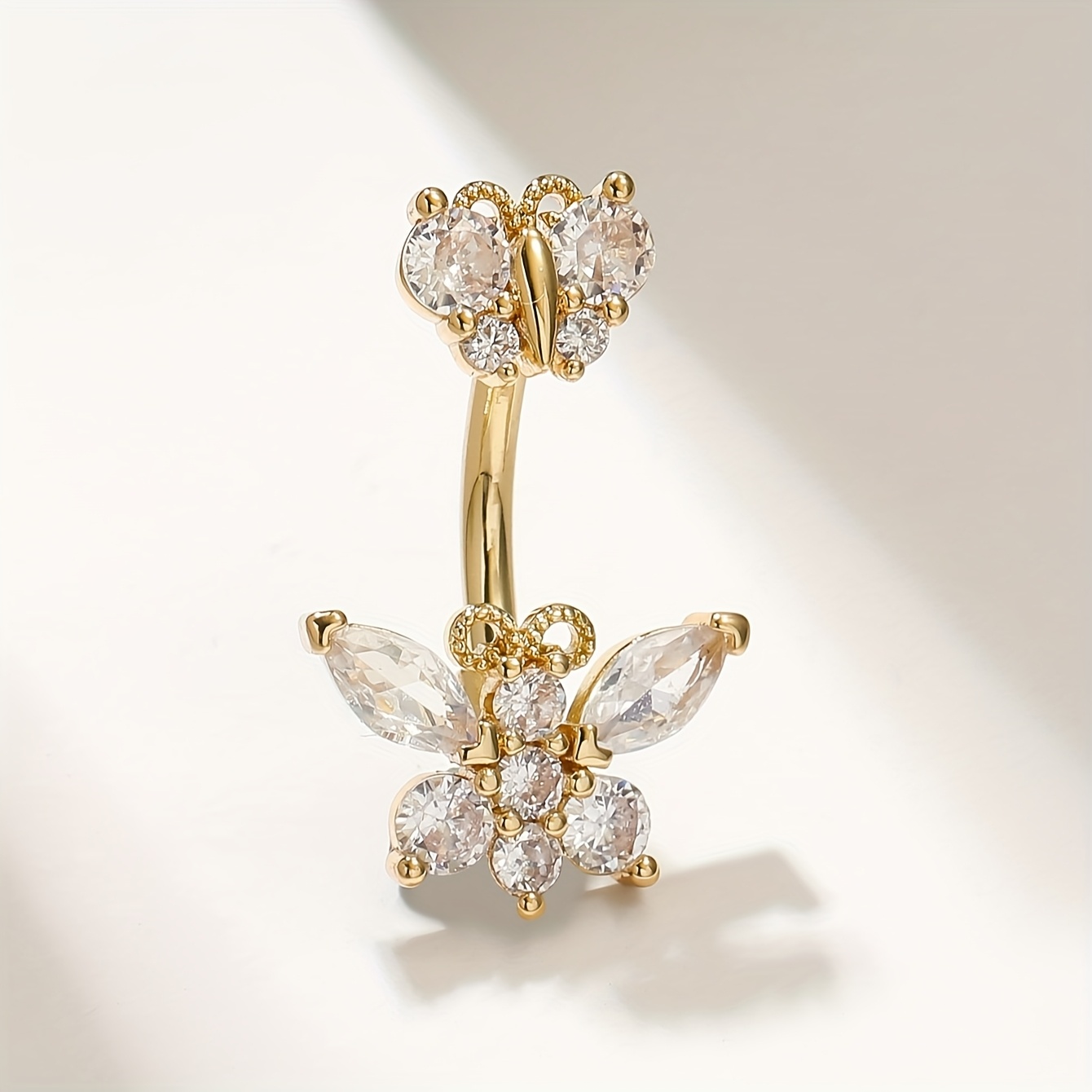 TEMU A High-end -shaped Artificial Synthetic Zirconia Navel Ring, A Summer Belly Button Accessory For Crop Tops