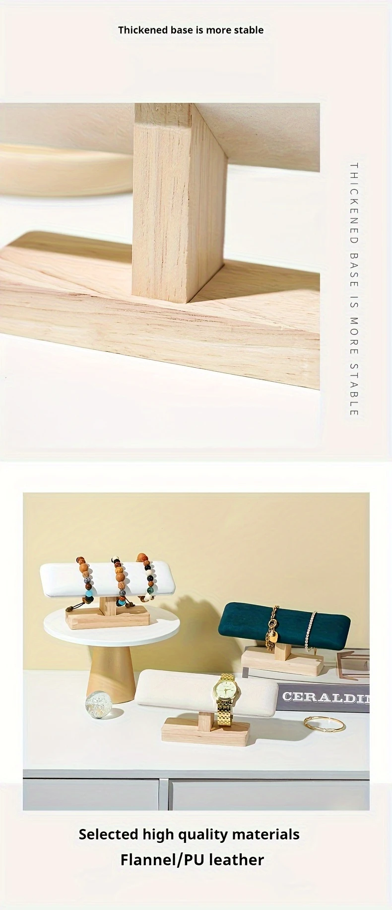 wooden watch display stand green velvet bracelet holder jewelry storage rack detachable bracelet pendant anklet tower stand suitable for home use and retail display retailers details 3